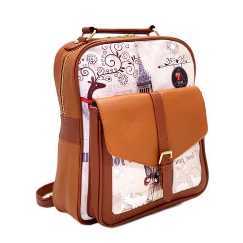 Oh Fashion London Backpack Vegan Leather - Brown 15
