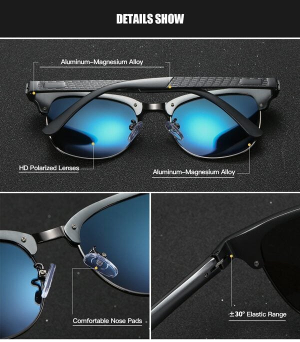 Royal Hot Polarized Aluminum Magnesium Half Frame Sunglasses 3