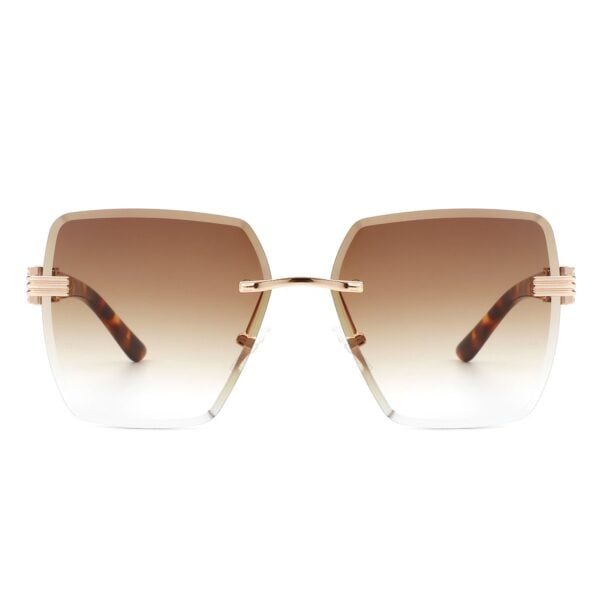 Glimmery - Oversized Rimless Square Sunglasses 14