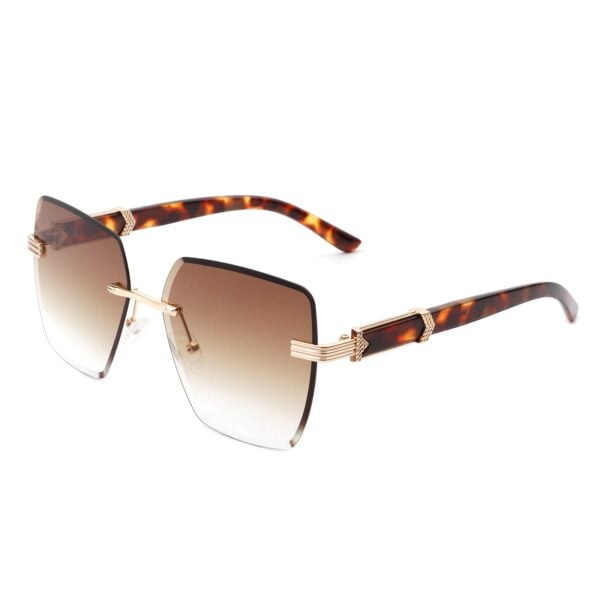 Glimmery - Oversized Rimless Square Sunglasses 15