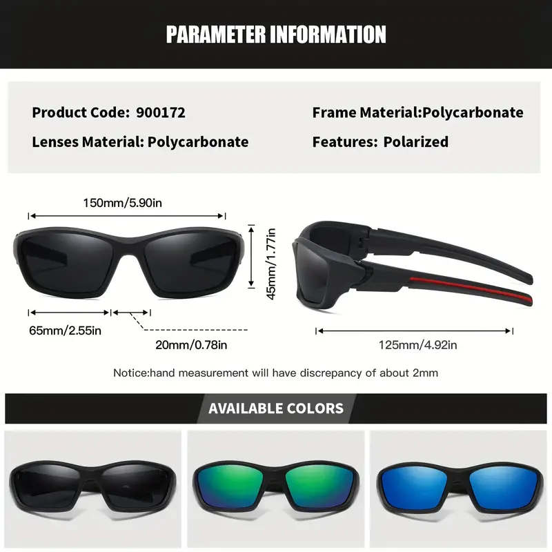 Men Polarized Square Frame Sports Sunglasses 1