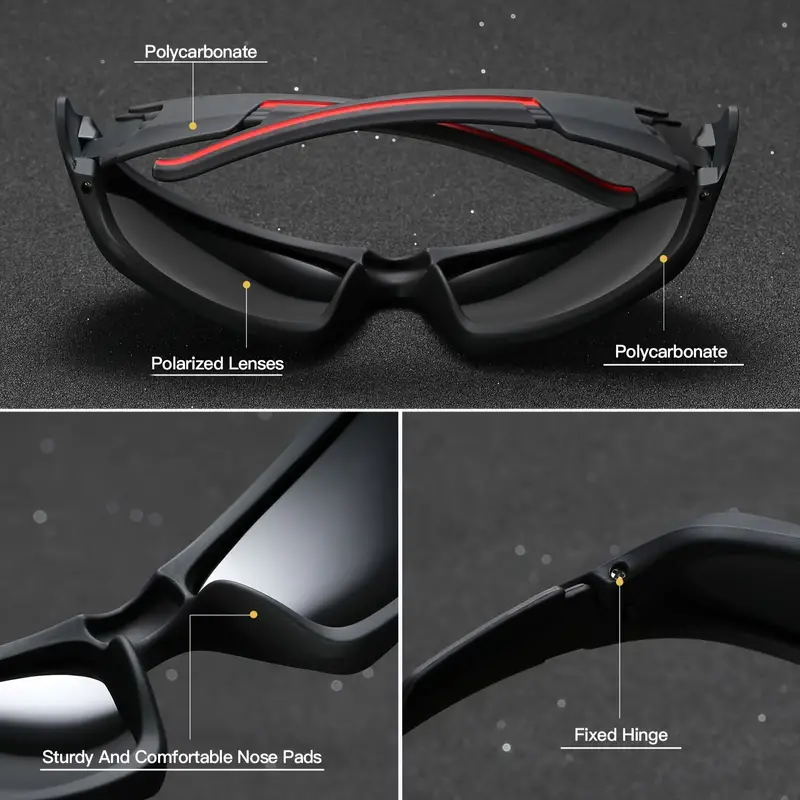 Men Polarized Square Frame Sports Sunglasses 3