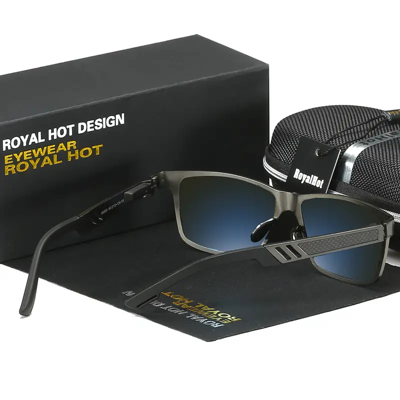 Men's Polarized Square Frame Aluminum-magnesium Sunglasses back