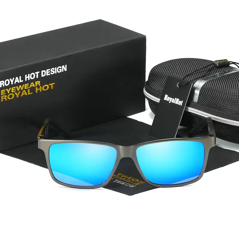 Royalhot Polarized Square Frame Aluminum-Magnesium Sunglasses