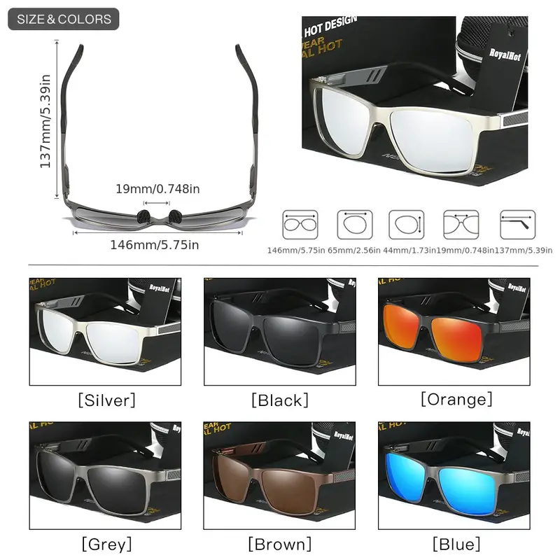 Men's Polarized Square Frame Aluminum-magnesium Sunglasses