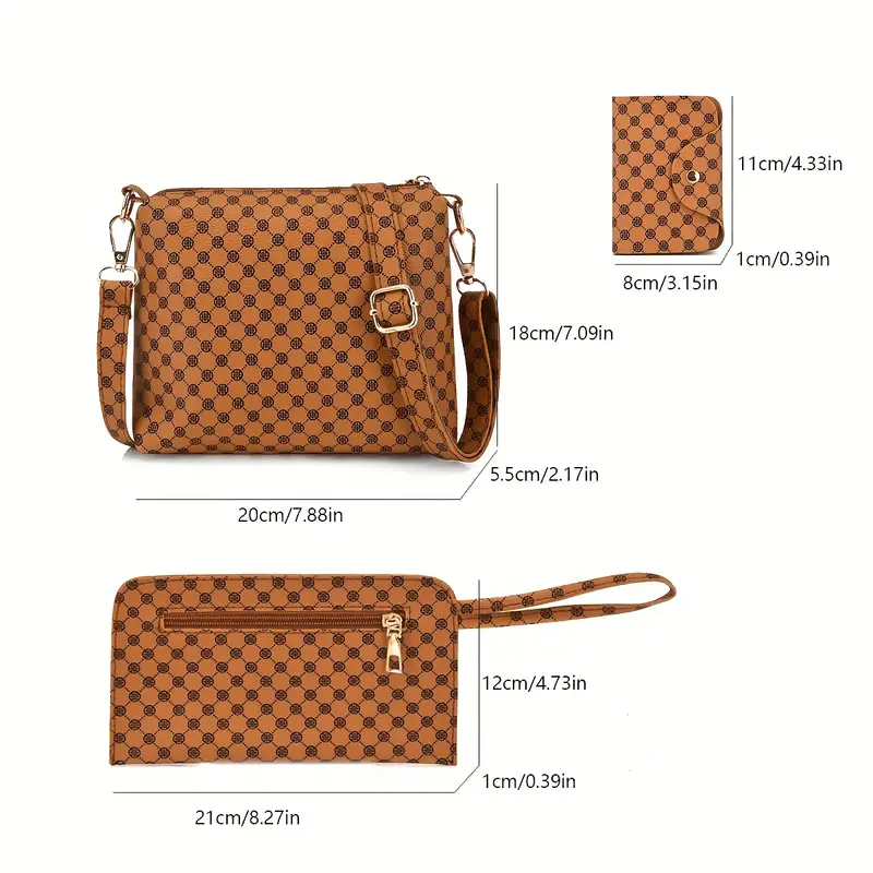 Pattern Bag Set Includes Hand Bag, Crossbody Bag, Clutch Bag And Card Holder Msm