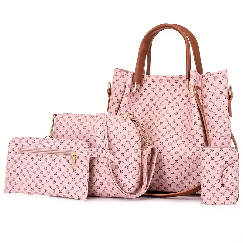 Pattern Bag Set includes Hand Bag, Crossbody Bag, Clutch Bag and Card Holder