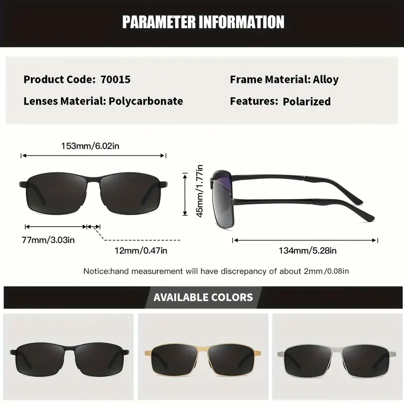 Polarized Alloy Cool Rectangle Frame Sunglasses 1