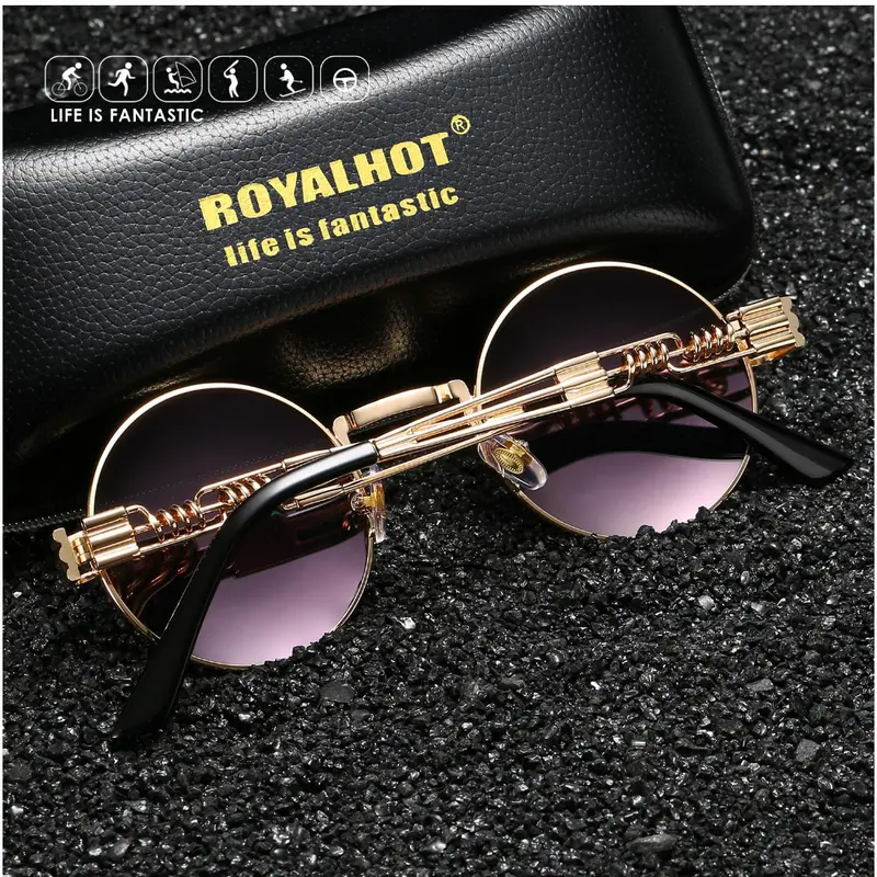 Trendy Retro Round Frame Metal Polarized Sunglasses 2