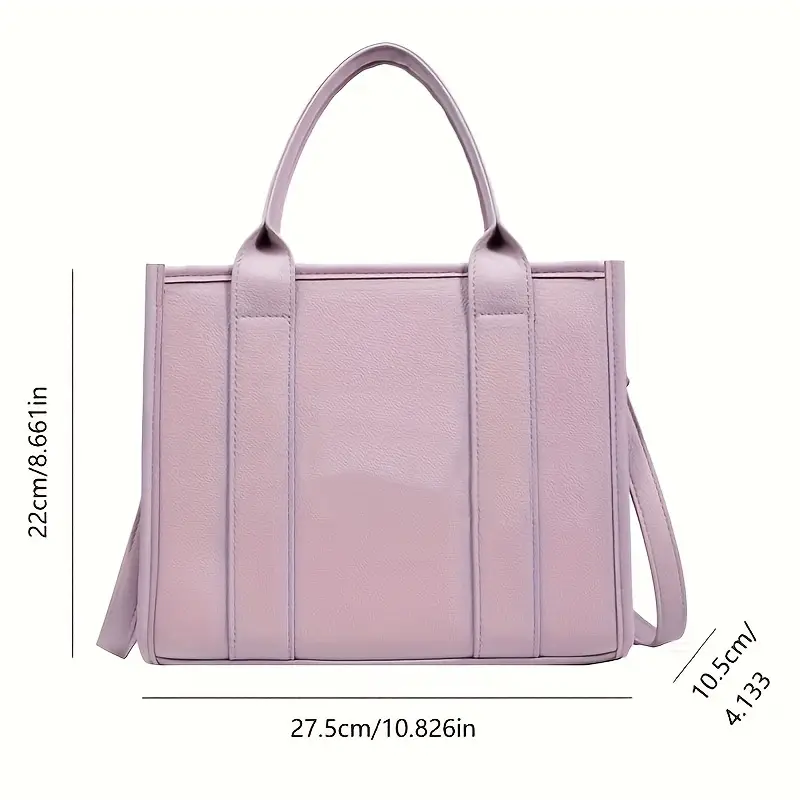 Trendy Solid Color Leather Tote Bag msm