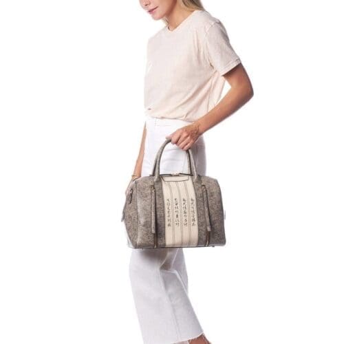 Bellorita Calligraphy Brown Satchel Crossbody Bag 7