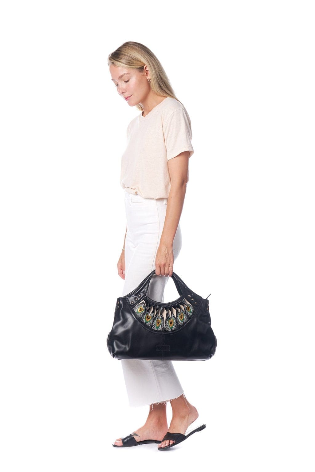 Bellorita Feather Black Top Handle Bag 7