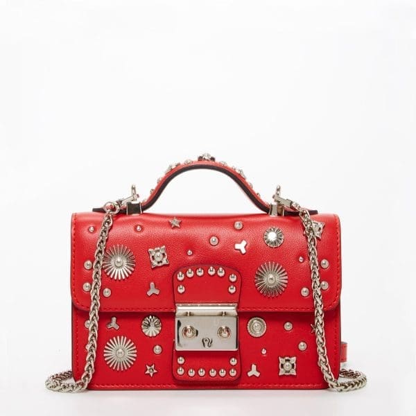 SUSU The Hollywood Red Leather Crossbody Bag - Studded