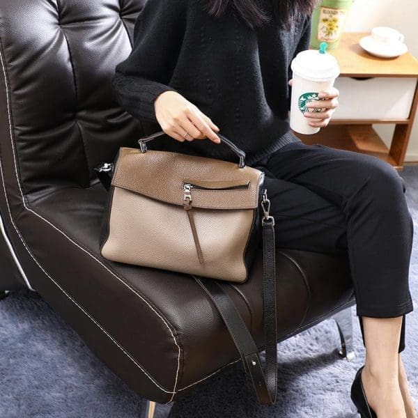 Shomico Genuine Leather Shoulder Bag - 2 Colors - Image 2