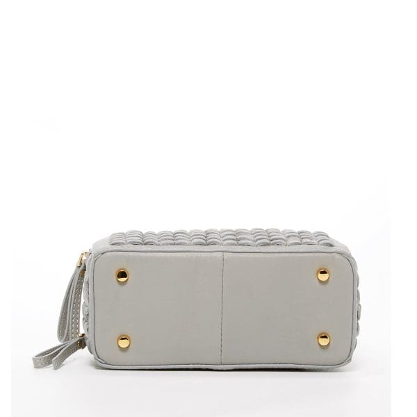 SUSU Kayla Light Gray Weave Leather Crossbody Bag - Image 4
