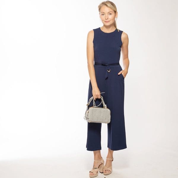SUSU Kayla Light Gray Weave Leather Crossbody Bag - Image 8