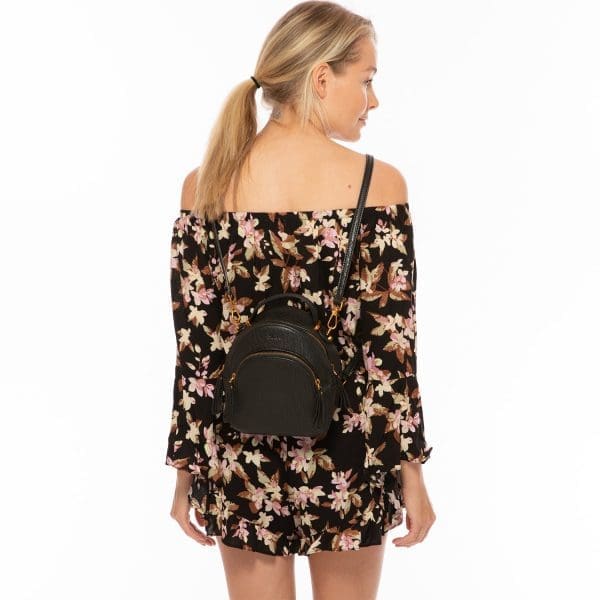 SUSU Amanda Black Leather Backpack - Convertible - Image 10