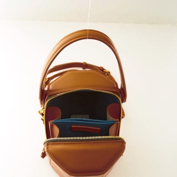 SUSU Harper Amber Brown Leather Shoulder Bag - Bucket Design - Image 5