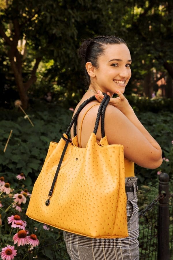 Gunas New York - Naomi - Yellow Vegan Leather Tote Bag - Image 4