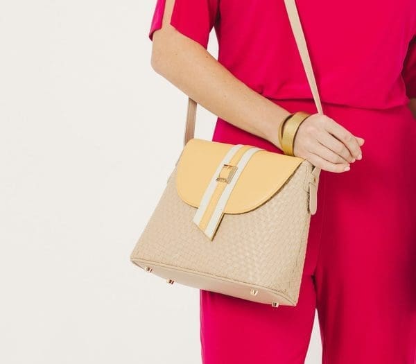 Gunas New York - Kate - Nude Vegan Basket Shoulder Bag - Image 8