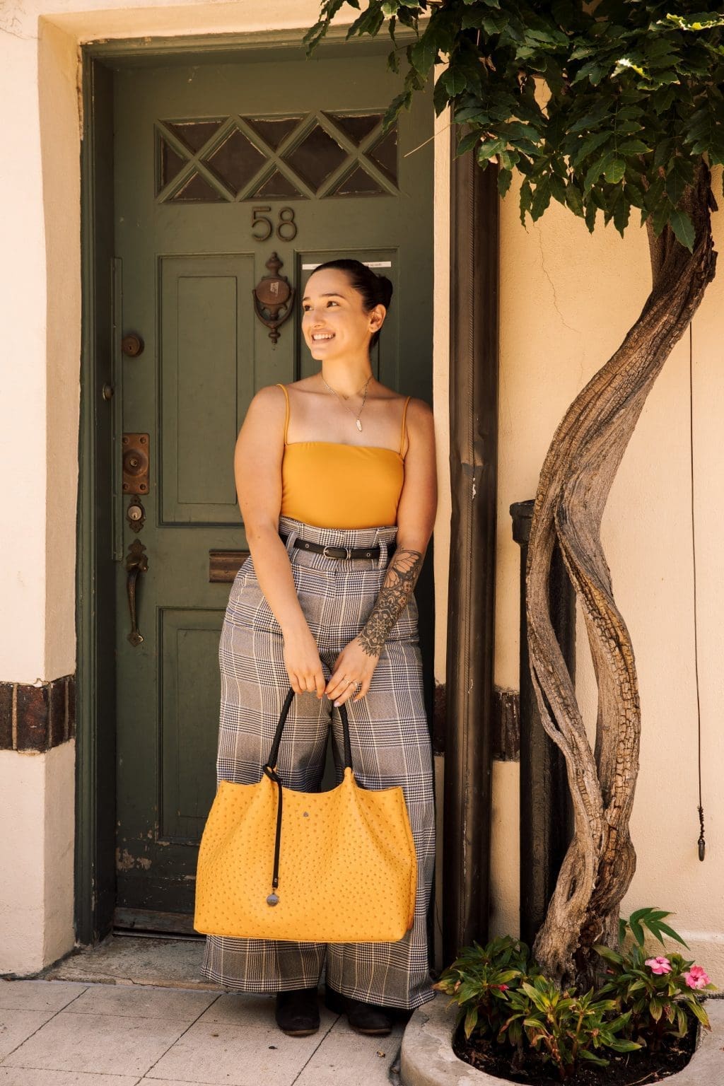 Gunas New York Naomi Yellow Vegan Leather Tote Bag 5