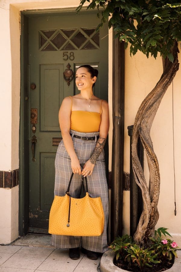 Gunas New York - Naomi - Yellow Vegan Leather Tote Bag - Image 5