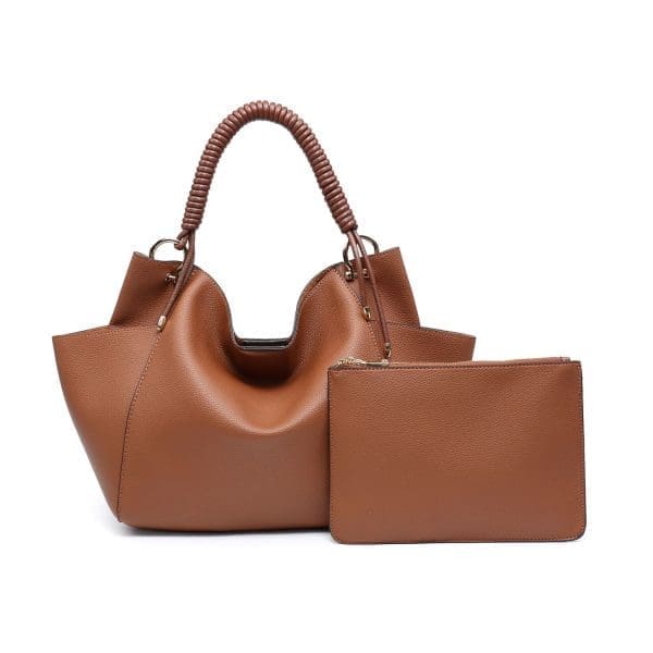 Shomico Soft Hobo Bag With Woven Handle - Elegant - Image 6