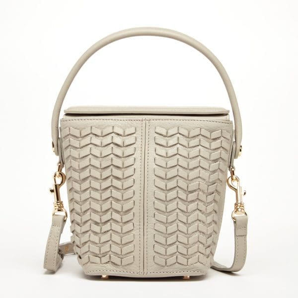 SUSU Anna Woven Grayish Beige Leather Shoulder Bag - Image 2