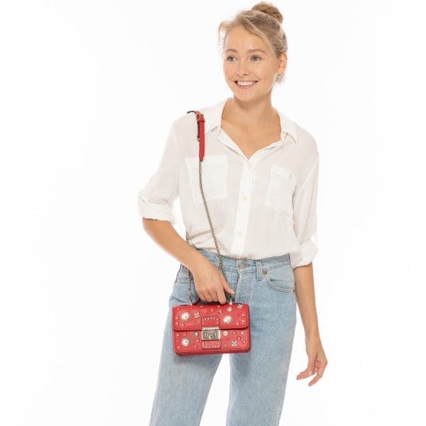 SUSU The Hollywood Red Leather Crossbody Bag - Studded - Image 9