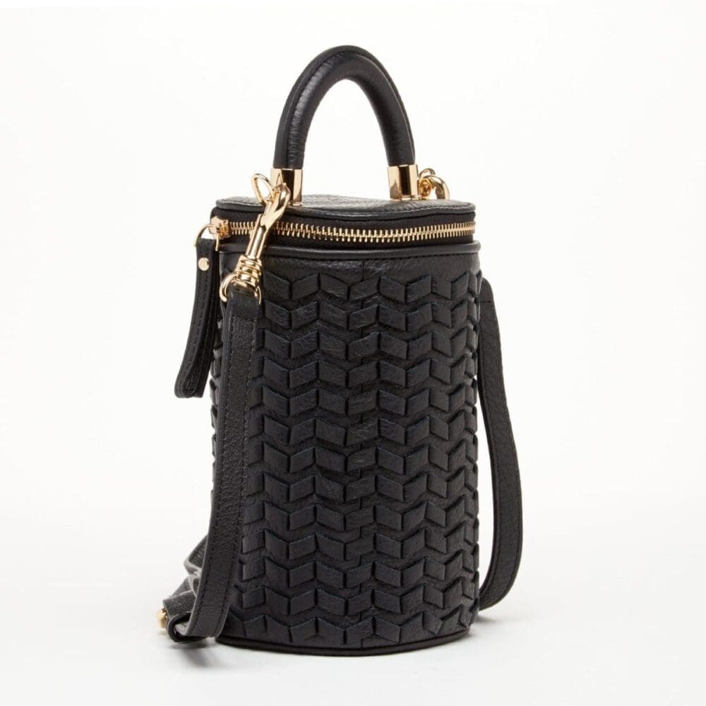 SUSU Elsa Small Black Leather Crossbody Bag - Bucket Design - Image 2