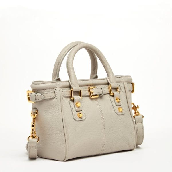 SUSU Emma Grayish Beige Leather Satchel Shoulder Bag - Image 5