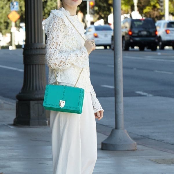 SUSU Josie Green Leather Shoulder Bag - With Chain Strap - Image 9