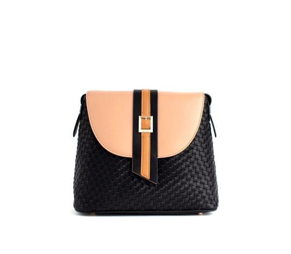Gunas New York - Kate - Black Vegan Basket Crossbody Bag