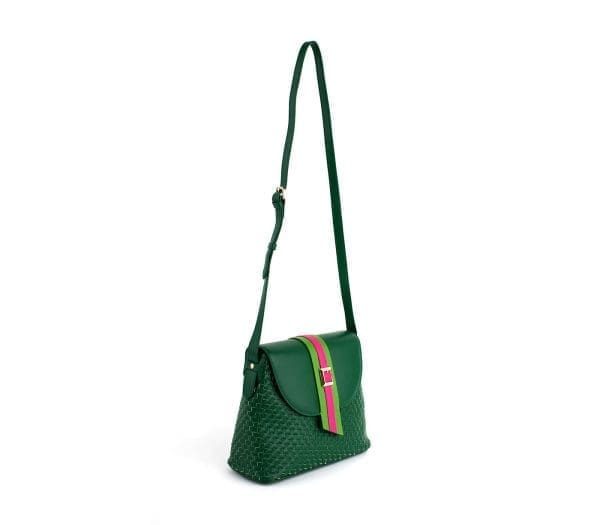 Gunas New York - Kate - Green Vegan Basket Crossbody Bag - Image 5