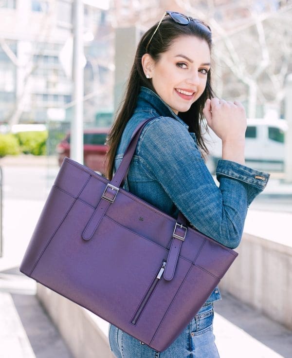 Gunas New York - Miley - Purple Vegan Leather Laptop Bag - Image 4