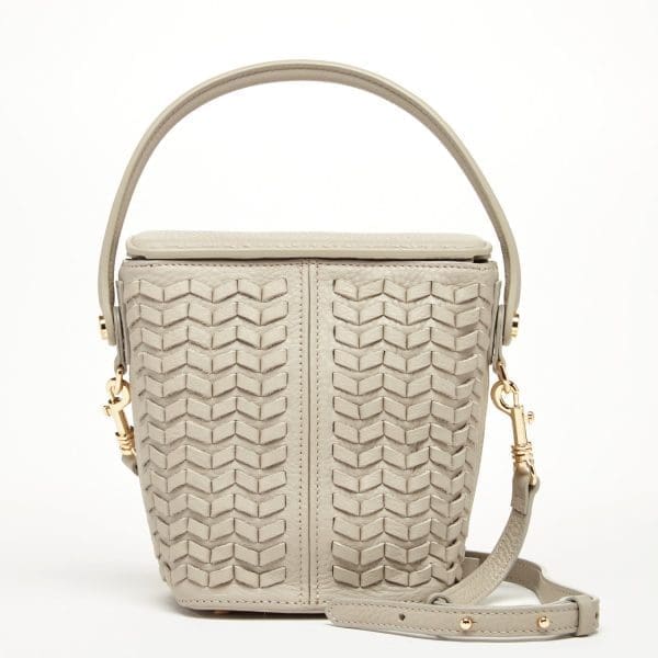 SUSU Anna Woven Grayish Beige Leather Shoulder Bag - Image 5