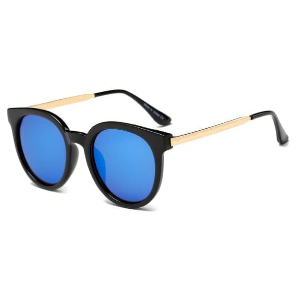 Cramilo Eyewear Findlay - Retro Mirrored Horned Rim Round Sunglasses
