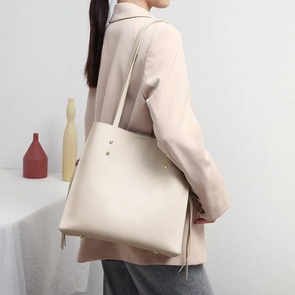 Shomico Commuter Bucket Bag - Genuine Leather - Image 7