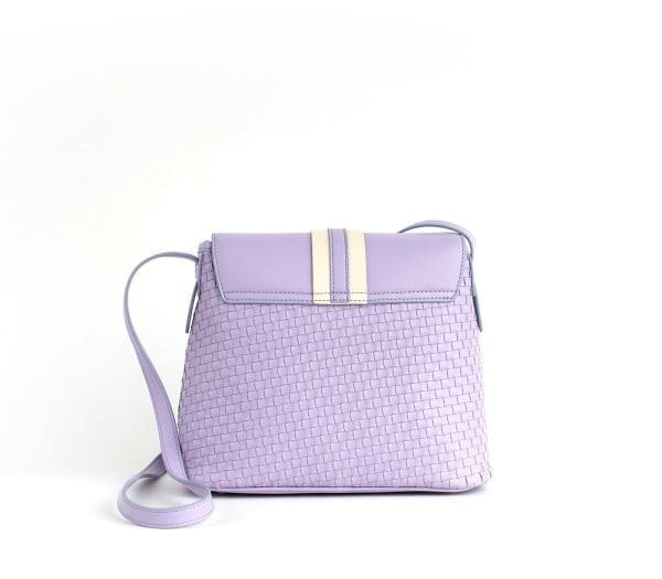 Gunas New York - Kate - Lilac Vegan Basket Weave Crossbody Bag - Image 3