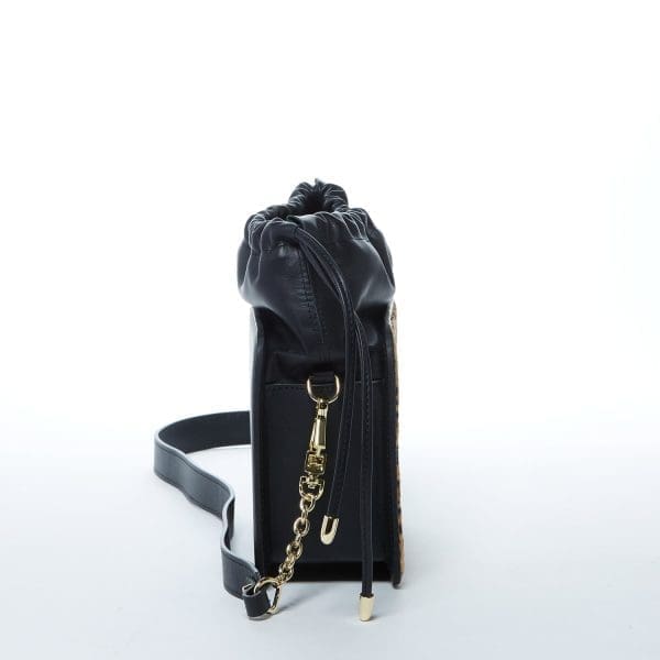 SUSU Patricia Black Leather Crossbody Bag - Leopard - Image 4