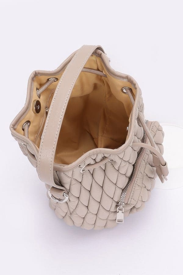 Beautiful Quilted Bucket Bag - Faux Leather - Image 4