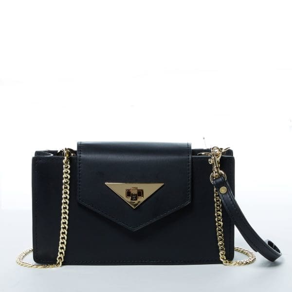 SUSU Mary Black Leather Crossbody Bag - Wristlet