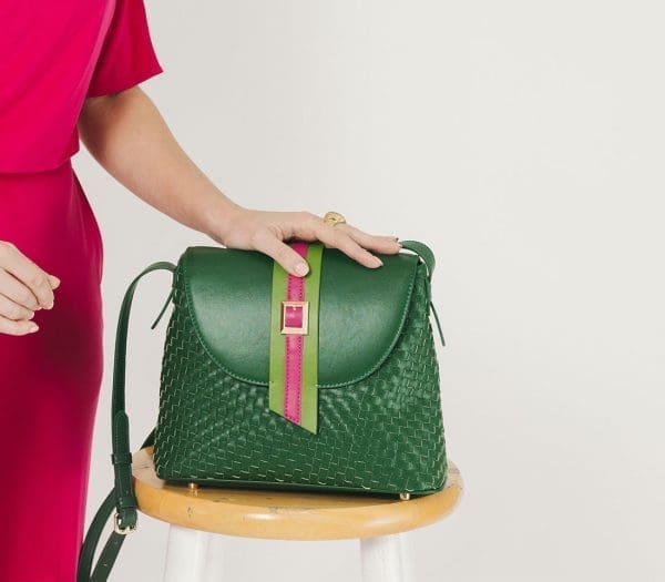 Gunas New York - Kate - Green Vegan Basket Crossbody Bag - Image 7