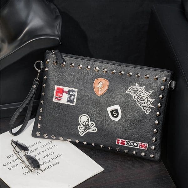 Shomico Black Clutch Bag - Shoulder Strap
