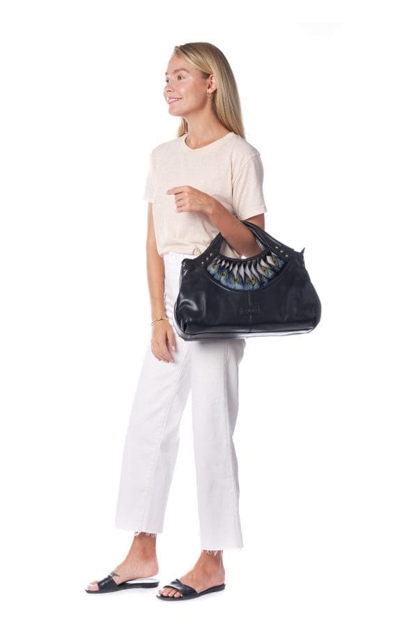 Bellorita - Feather Black Top-Handle Bag - Image 4