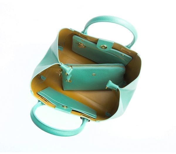 Gunas New York - Jane - Tiffany Blue Vegan Leather Satchel - Image 4
