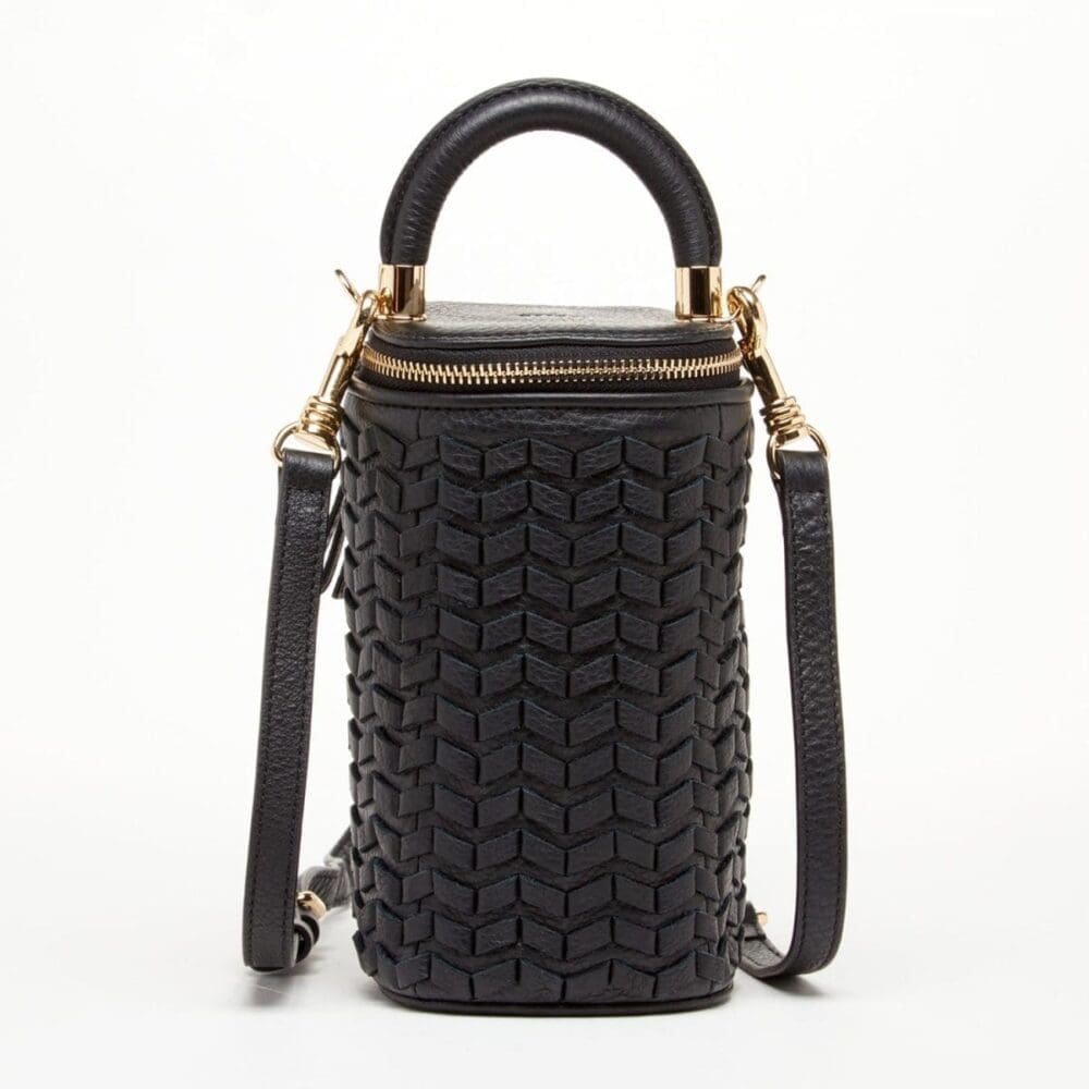 SUSU Elsa Small Black Leather Crossbody Bag - Bucket Design