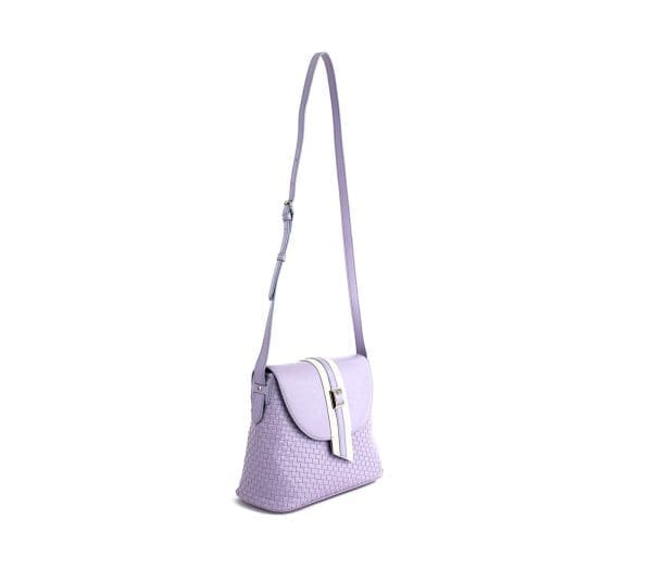 Gunas New York - Kate - Lilac Vegan Basket Weave Crossbody Bag - Image 4