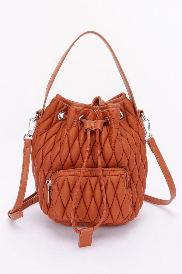 Beautiful Quilted Bucket Bag - Faux Leather - Image 8