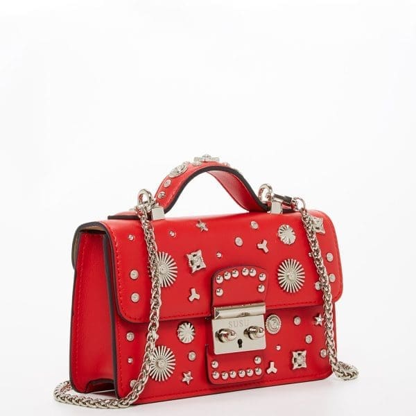 SUSU The Hollywood Red Leather Crossbody Bag - Studded - Image 2